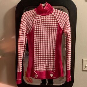 NILS Pink/White Ski🎿Turtleneck Sweater Size M; mint